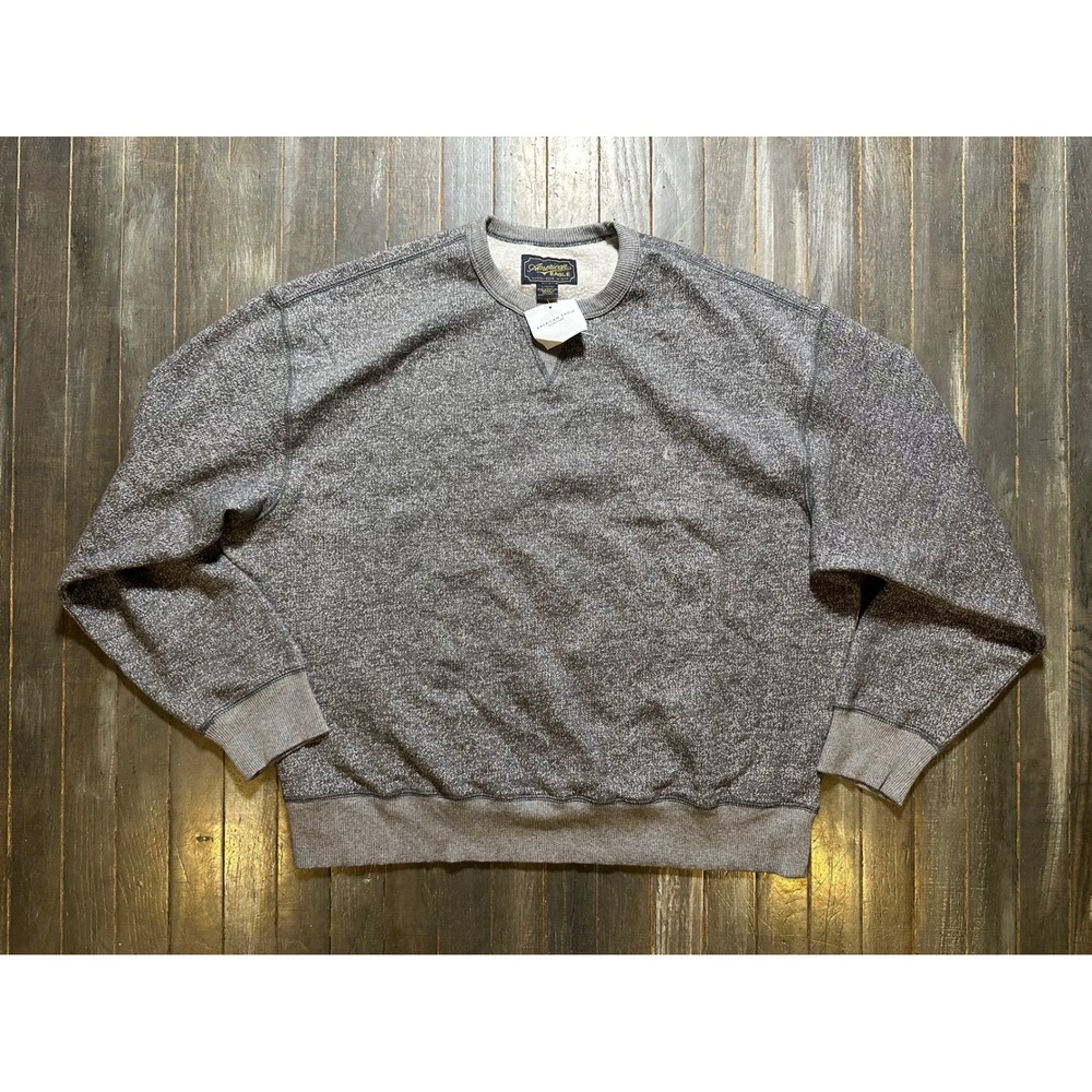 American Eagle Mens Crewneck Sweatshirt Large Grey Marled Fleece Pullover